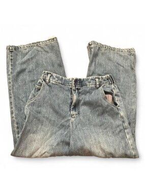 Lulus Women’s XS Blue Light Wash Denim Jeans Button Fly Elastic Waist Pockets
